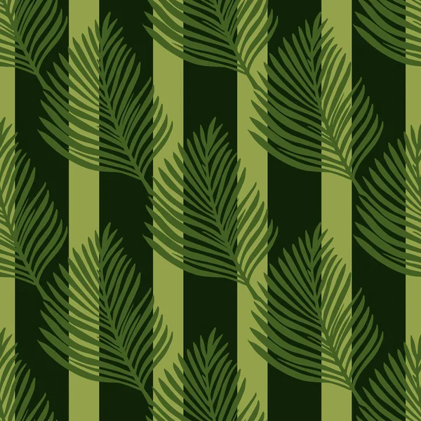 Винтажный Ботанический Бесшовный Рисунок Зеленым Ручным Рисунком Листа Папоротника Черный — стоковый вектор