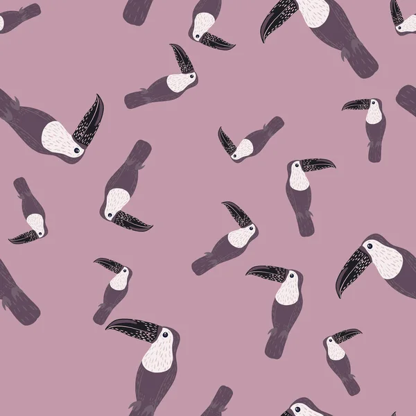 Random Seamless Funny Kids Pattern Zoo Toucan Bird Ornament Pastel — Archivo Imágenes Vectoriales