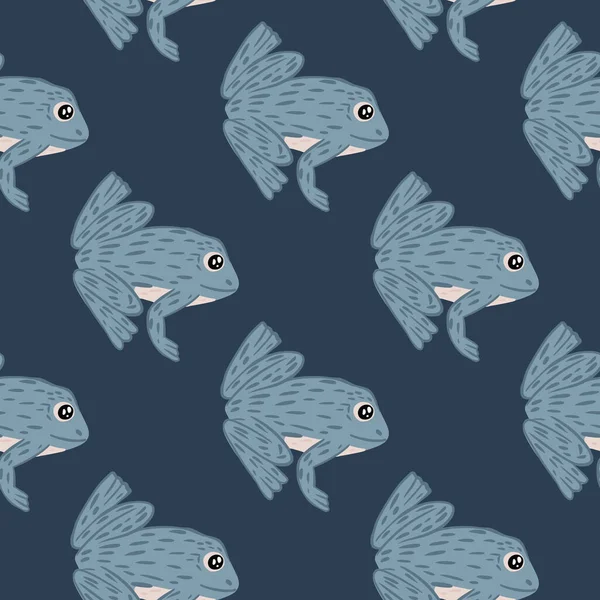 Hnad Drawn Seamless Marine Animal Zoo Pattern Doodle Frogs Elements — ストックベクタ
