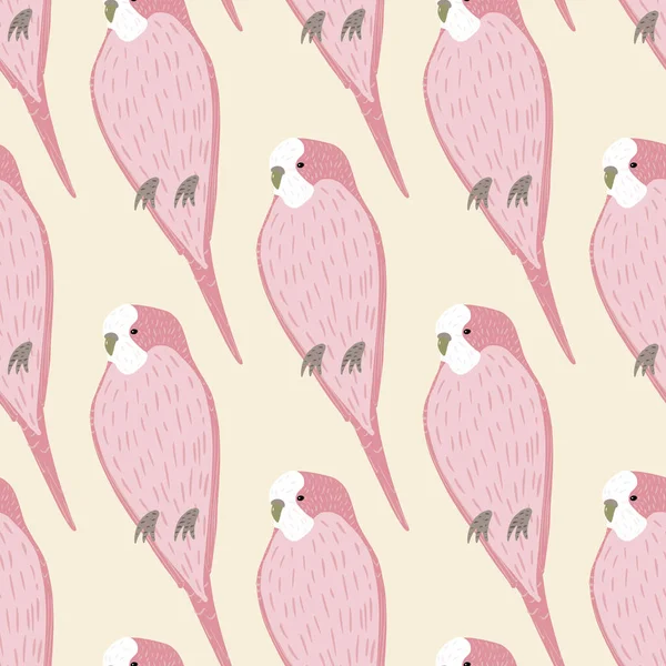 Zoo Seamless Pattern Hand Drawn Style Pink Parrot Bird Shapes — Διανυσματικό Αρχείο