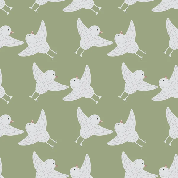 Patrón Simple Dibujado Mano Sin Costuras Con Adorno Pájaros Grises — Archivo Imágenes Vectoriales