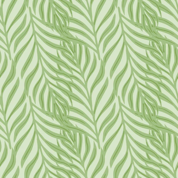 Egzotik eğrelti otu yapraklı, botanik desensiz el yapımı süs. Gri arka plan. Avuç içi izi. Stok çizimi. Tekstil, kumaş, hediye paketi, duvar kağıtları için vektör tasarımı.