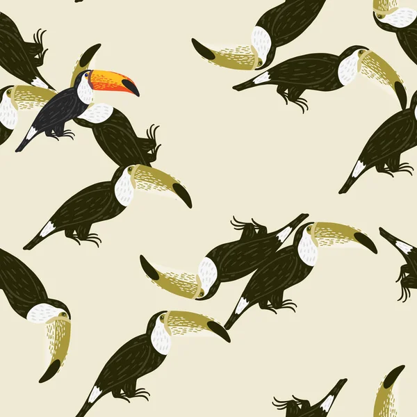 Abstrato Animal Trópico Sem Costura Padrão Com Silhuetas Pássaros Tucano —  Vetores de Stock