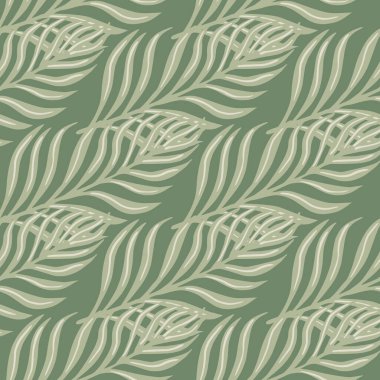 Eğreltiotu yapraklı siluetlerle çizilmiş klasik dikişsiz desen. Gri renk paleti. Stok çizimi. Tekstil, kumaş, hediye paketi, duvar kağıtları için vektör tasarımı.