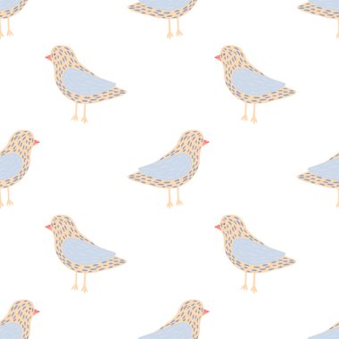 El mavisi ve bej renkli kumru doğum süsü ile izole edilmiş, pürüzsüz bir desen. Mevsimlik tekstil baskıları, kumaş, afişler, arkaplanlar ve duvar kağıtları için vektör illüstrasyonu.