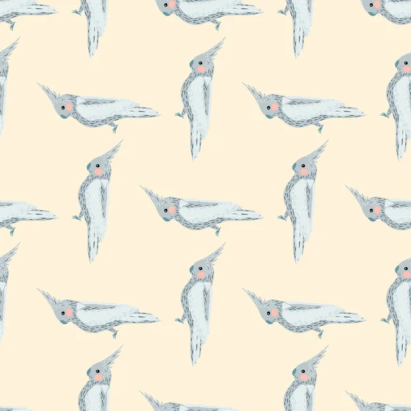 Abstract seamless animal bird pattern in simple style with cockatoo bird shapes. Parrot cartoon backdrop. Flat vector print for textile, fabric, giftwrap, wallpapers. Endless illustration.