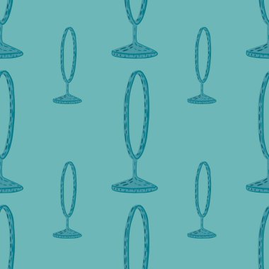 Mavi ve turkuaz renkli sirk yüzüğünün yaratıcı kusursuz deseni. Basit tasarım arkaplanı. Stok çizimi. Tekstil, kumaş, hediye paketi, duvar kağıtları için vektör tasarımı.