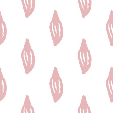 Soyut yaprak süsüsüyle izole edilmiş, dikişsiz botanik deseni. Beyaz arka planda pembe iz. Tekstil, kumaş, hediye paketi, duvar kağıtları için düz vektör baskısı. Sonsuz illüstrasyon.