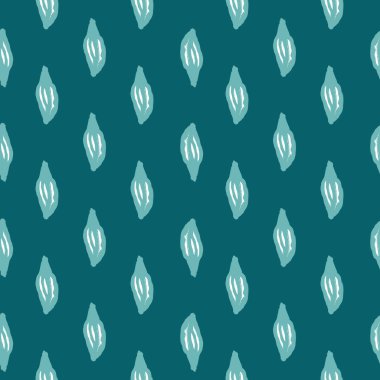 Botanik soyut mavi yaprakların süslediği klasik, pürüzsüz doğa modeli. Deniz mavisi. Tekstil, kumaş, hediye paketi, duvar kağıtları için düz vektör baskısı. Sonsuz illüstrasyon.