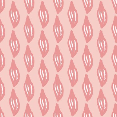 Elle çizilmiş yaprak izleriyle dekoratif, pürüzsüz desen. Pembe arka plan. Karalama baskısı. Tekstil, kumaş, hediye paketi, duvar kağıtları için düz vektör baskısı. Sonsuz illüstrasyon.