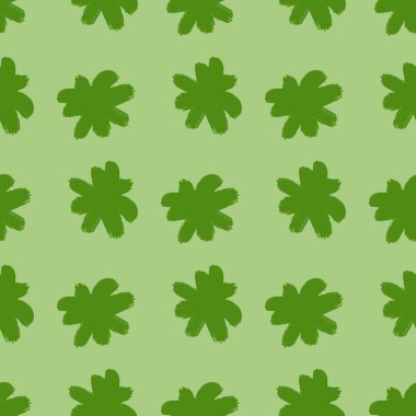 Parlak yeşil çiçek tomurcuğu elementleriyle küçük, pürüzsüz bir desen. Pastel arka plan. Albüm baskısı. Kağıt ve kumaş dokuları için grafiksel tasarım. Vektör İllüstrasyonu.