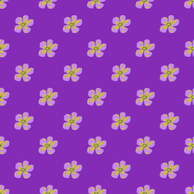 Parlak mor arka planda el çizimi botanik çiçeği tomurcukları ile bahar zamanı pürüzsüz desen. Kumaş tasarımı için dekoratif zemin, tekstil baskısı, ambalaj, kapak. Vektör illüstrasyonu.