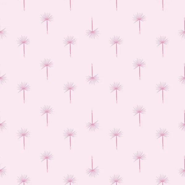 Kleine Löwenzahn Silhouetten Nahtloses Muster Handgezeichneten Stil Pinkfarbene Pastellpalette Dekorativer — Stockvektor