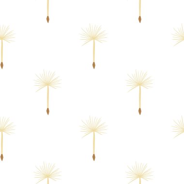 Beyaz arka planda karahindiba çiçeği desenli şirin, izole bir el çizimi. Stok çizimi. Tekstil, kumaş, hediye paketi, duvar kağıtları için vektör tasarımı.