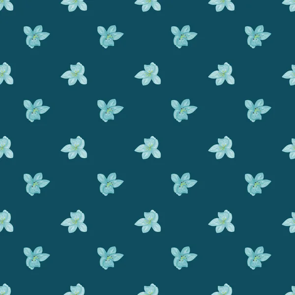 Vintage Naadloos Patroon Met Blauwe Kleine Orchidee Bloemvormen Navy Blauwe — Stockvector