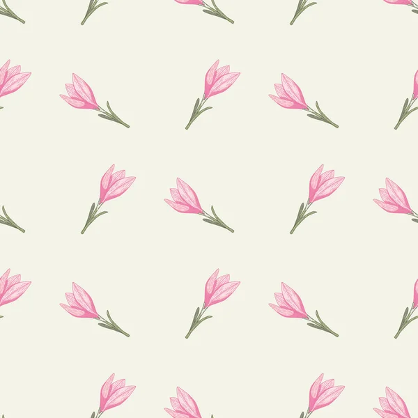 Μεμονωμένο Floral Σχέδιο Χωρίς Ραφή Γεωμετρικό Στυλ Ροζ Στοιχεία Λουλουδιών — Διανυσματικό Αρχείο