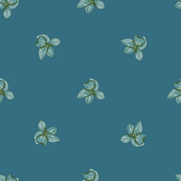 Minimalistisches Nahtloses Muster Mit Orchideenblüten Print Türkiser Hintergrund Floraler Hintergrund — Stockvektor