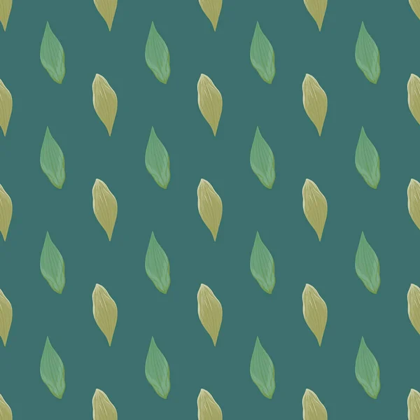 シンプルなスタイルの葉要素印刷でシームレスなパターンを咲かせます ターコイズの背景 花の背景をかわいく ストックイラスト テキスタイル ファブリック ギフトラップ 壁紙のためのベクトルデザイン — ストックベクタ