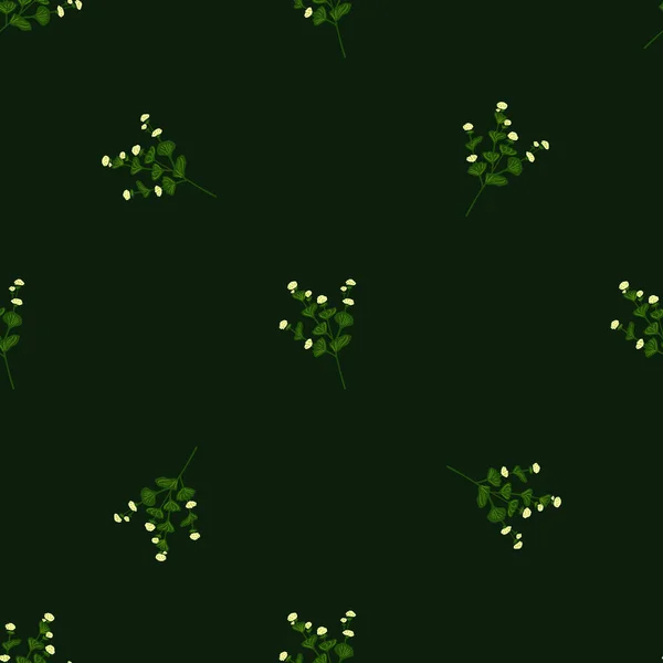 Dunkelgrüne Minimalistische Wildblumen Silhouetten Nahtlose Muster Floraler Dekorativer Hintergrund Grafikdesign — Stockvektor