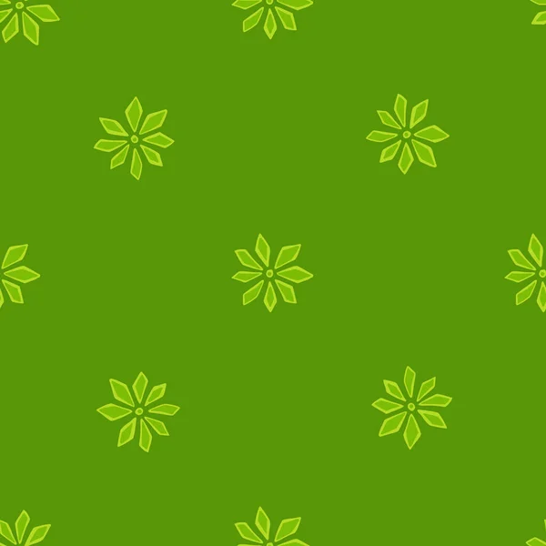 ドアカーネーションの花の装飾と最小限のシームレスな手描きパターン 緑の背景 ストックイラスト テキスタイル ファブリック ギフトラップ 壁紙のためのベクトルデザイン — ストックベクタ