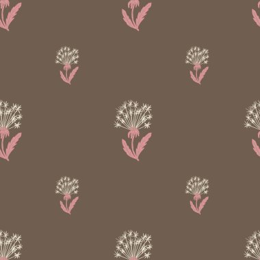 Soyut karahindiba desenli çiçek desenli çiçek deseni. Basit bir sanat eseri. Kumaş tasarımı, tekstil baskısı, ambalaj, kapak için harika. Vektör illüstrasyonu.
