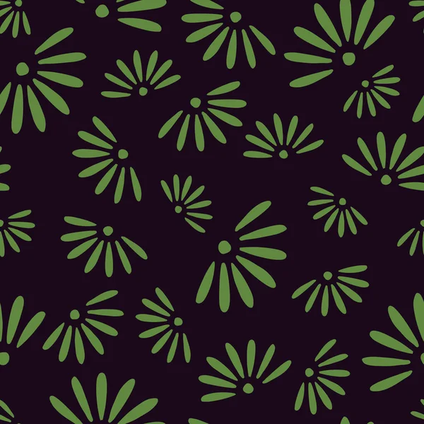 Padrão Sem Costura Aleatória Com Flores Margarida Verde Silhuetas Imprimir — Vetor de Stock
