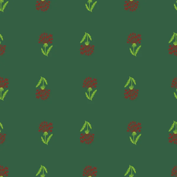 Rood Gekleurde Paardebloem Ornament Naadloze Doodle Patroon Botanische Kunstwerken Met — Stockvector