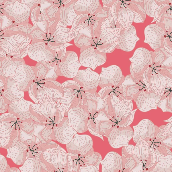 Vintage Motif Floral Sans Couture Avec Des Fleurs Orchidée Pâle — Image vectorielle