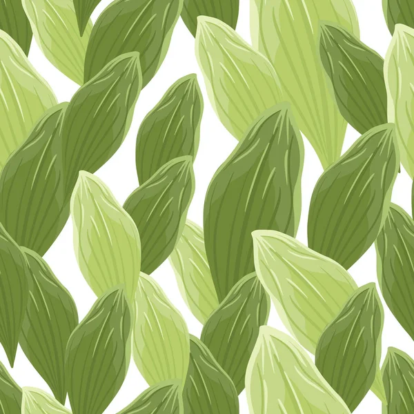 植物叶面无缝图案 带有抽象的绿色叶饰 独立的背景 白色背景 库存说明 纺织品 礼品包装 壁纸矢量设计 — 图库矢量图片