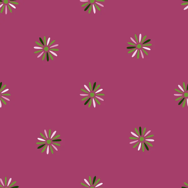 Bloeien Naadloos Patroon Met Weinig Eenvoudige Abstracte Madeliefje Ornament Bloemen — Stockvector