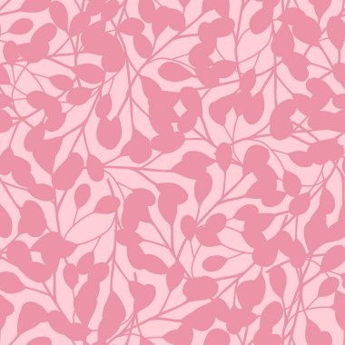 Rastgele çizilmiş beyaz okaliptüs süsüsüyle klasik, kusursuz desen. Pembe renkli arka plan. Kumaş tasarımı, tekstil baskısı, ambalaj ve kapak için tasarlandı. Vektör illüstrasyonu.