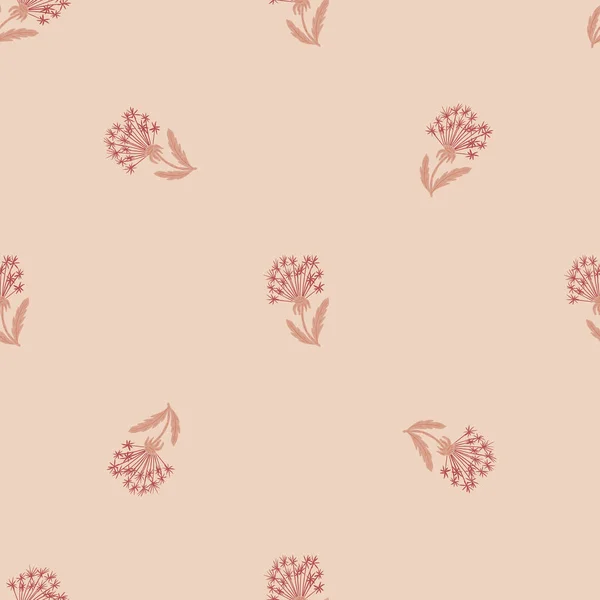 Minimalistisches Nahtloses Muster Mit Wiesenlöwenzahnornament Rosafarbene Pastellpalette Florales Kunstwerk Ideal — Stockvektor