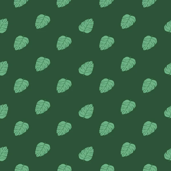 トロピカルグリーンの小さなモンスターの葉の形をしたシンプルなスタイルの自然シームレスなパターン 自然のヤシの背景 包装紙や布のテクスチャのためのグラフィックデザイン ベクターイラスト — ストックベクタ