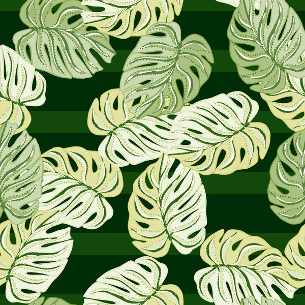 Random Hand Drawn Exotic Monstera Silhouettes Seamless Pattern Bright Green — Stock Vector