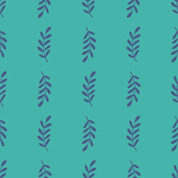 青い色の葉の枝シームレスなドアパターン ブルーを基調としたシンプルなスタイルのアートワーク 包装紙や布のテクスチャのためのグラフィックデザイン ベクターイラスト — ストックベクタ