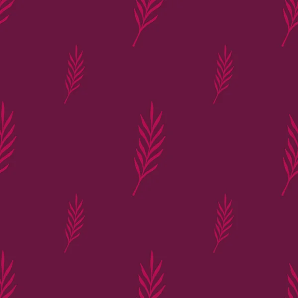 Scrapbook abstract seamless pattern with doodle leaf branches silhouettes. Maroon dark background. Stock illustration. Vector design for textile, fabric, giftwrap, wallpapers.