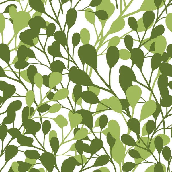 Random Foliage Seamless Pattern Green Abstract White Eucalyptus Leaf Ornament — Vetor de Stock