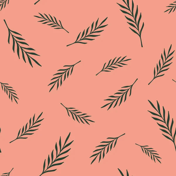 Feuillage Vert Motif Naturel Sans Couture Doodle Avec Des Branches — Image vectorielle