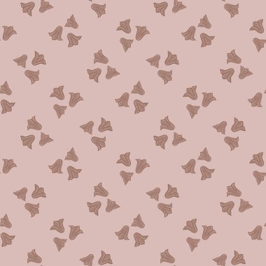 Doğa çiçekleri, çan çiçekleri karalama süsüsüyle kusursuz desenli. Soluk pembe çiçek arkaplanı. Mevsimlik tekstil baskıları, kumaş, afişler, arkaplanlar ve duvar kağıtları için vektör illüstrasyonu.