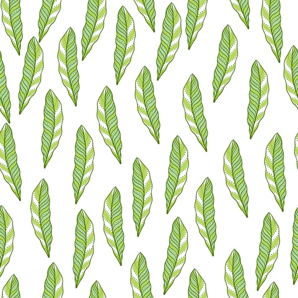 Isolated Seamless Pattern Little Green Random Abstract Leaf Elements White — Stock Vector