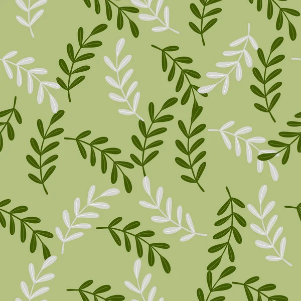 Abstraktes Pflanzliches Florales Muster Mit Einfachen Kräuterzweigen Als Ornament Grüner — Stockvektor