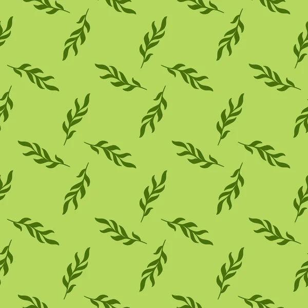 Χειροποίητα Φύλλα Σιλουέτες Κλαδί Αδιάλειπτη Μοτίβο Στυλ Doodle Πράσινο Γεωμετρικό — Διανυσματικό Αρχείο