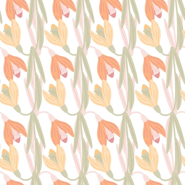Pastel Rose Orange Couleur Printemps Snowdrops Ornement Motif Sans Couture — Image vectorielle