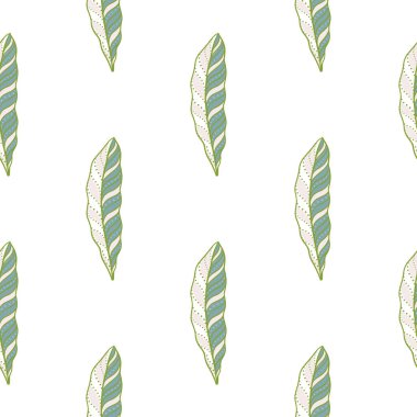 Yaratıcı tüysüz desenli, izole, pürüzsüz bir kalıp. Mavi ve yeşil dekoratif süs. Stok çizimi. Tekstil, kumaş, hediye paketi, duvar kağıtları için vektör tasarımı.