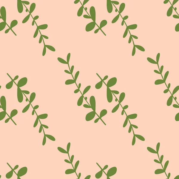 Groene Eucalyptus Vertakt Naadloos Patroon Handgetekende Stijl Pastel Roze Achtergrond — Stockvector