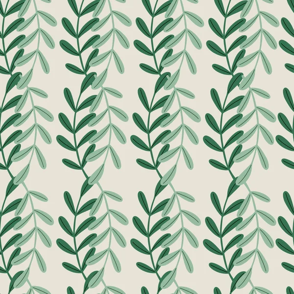 Elle çizilmiş basit bitkisel dallarla dekoratif, pürüzsüz desen. Gri arka plan. Karalama süsü. Kağıt ve kumaş dokuları için grafiksel tasarım. Vektör İllüstrasyonu.