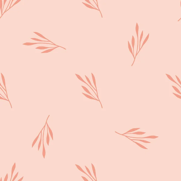 Минималистический Стиль Бесшовный Узор Абстрактными Листовыми Ветвями Розовый Свет Фон — стоковый вектор