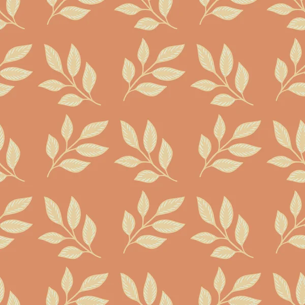 Dekoratif pastel renkler, yaprak dalları şekilli kusursuz desen. Pembe renkli arka plan. Basit bir tarz. Tekstil, kumaş, hediye paketi, duvar kağıtları için düz vektör baskısı. Sonsuz illüstrasyon.
