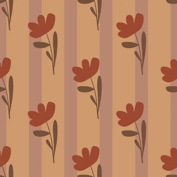 Kırmızı basit çiçek siluetleri, kusursuz karalama desenleri. Çizgili soluk benizli. Çiçek arkaplanı. Kağıt ve kumaş dokuları için grafiksel tasarım. Vektör İllüstrasyonu.