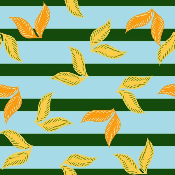 Podzim Bezešvé Vzor Náhodným Pádem Listí Žlutý Ornament Modré Zelené — Stockový vektor
